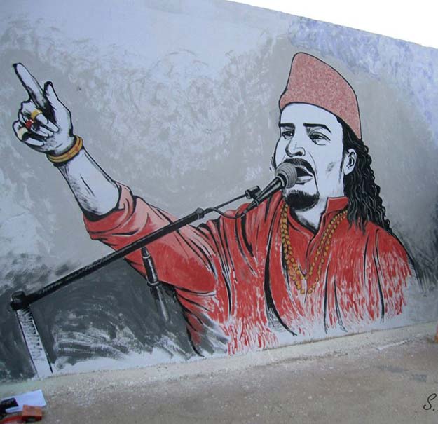 in a touching tribute two artists teamed up to paint a beautiful mural of the qawwal on a wall in korangi photo s m raza facebook