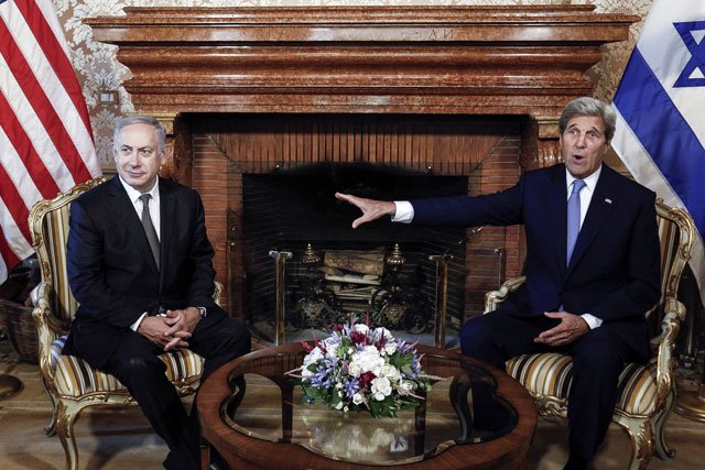 us secretary of state john kerry r gestures during a meeting with israeli prime minister benjamin netanyahu in rome italy june 27 2016 photo reuters