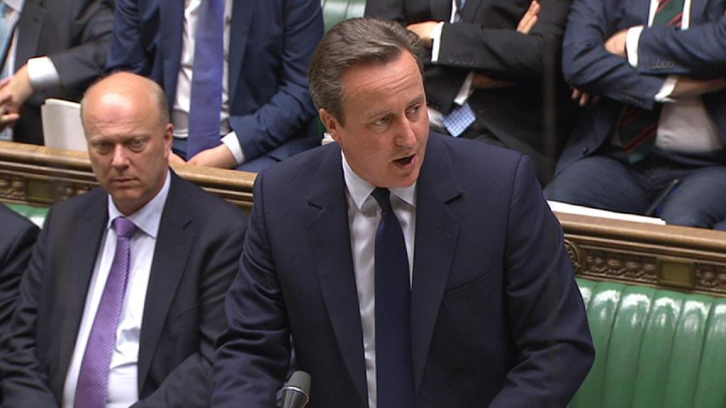 british pm david cameron speaks in the british parliament on monday screen grab