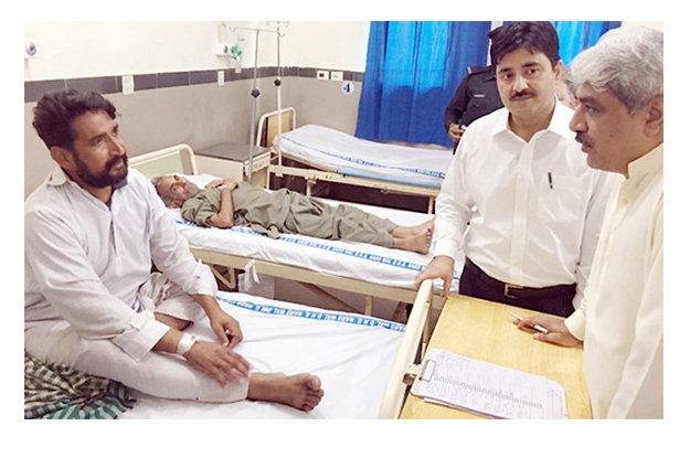 adviser to chief minister on health khawaja salman rafiq visiting the narowal dhq hospital on monday photo nni