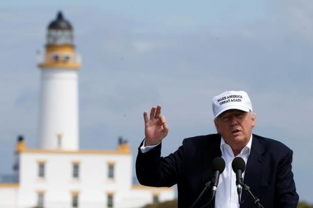 donald trump speaks during a news conference at his new golf hotel property in turnberry scotland june 24 2016 photo reuters