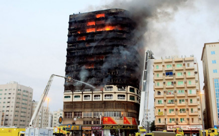 a file photo of a fire in a building photo afp