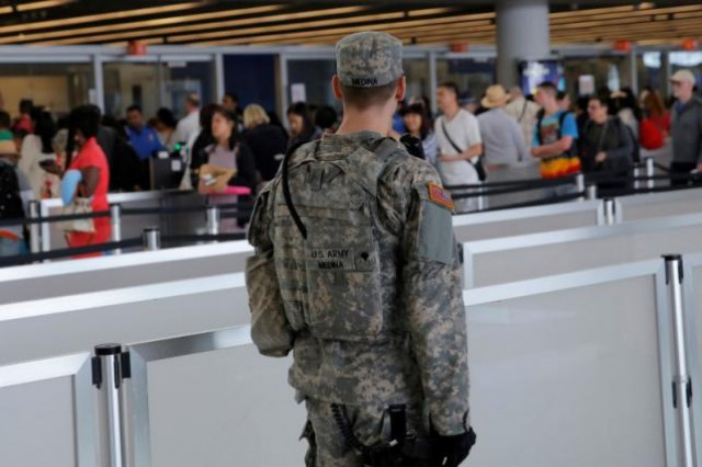 a us army specialist monitors the security line at john f kennedy international airport in the queens borough of new york us june 29 2016 photo reuters a us army specialist monitors the security line at john f kennedy international airport in the queens borough of new york us june 29 2016 photo reuters