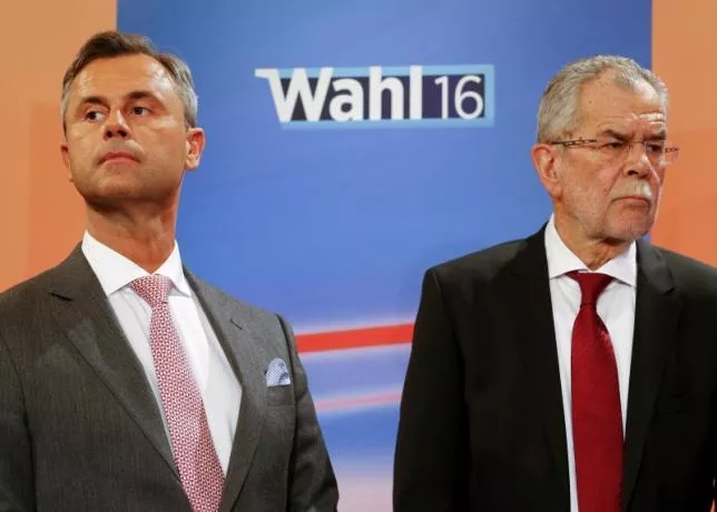 presidential candidates alexander van der bellen r and norbert hofer react during a tv debate in vienna austria april 24 2016 photo reuters presidential candidates alexander van der bellen r and norbert hofer react during a tv debate in vienna austria april 24 2016 photo reuters