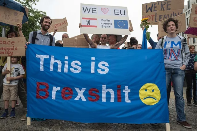 demonstrators hold a banner reading quot this is brexshit quot during a protest near britain 039 s embassy in berlin on july 2 2016 some 20 demonstrators mostly british expats living in berlin protested against the outcome of the recent quot brexit quot referendum expressing their allegiance to the eu photo afp demonstrators hold a banner reading quot this is brexshit quot during a protest near britain 039 s embassy in berlin on july 2 2016 some 20 demonstrators mostly british expats living in berlin protested against the outcome of the recent quot brexit quot referendum expressing their allegiance to the eu photo afp
