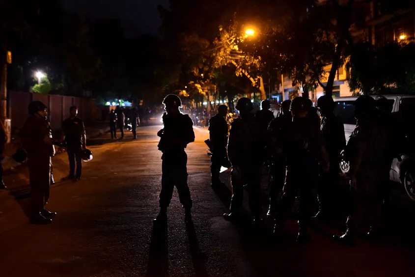 bangladeshi soldiers and police walk along a street leading to an upscale restaurant in dhaka on july 2 2016 following a bloody siege there by armed attackers that began on july 1 photo afp bangladeshi soldiers and police walk along a street leading to an upscale restaurant in dhaka on july 2 2016 following a bloody siege there by armed attackers that began on july 1 photo afp