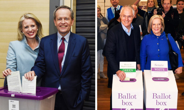this combo taken on july 2 2016 shows opposition labor party leader bill shorten with his wife chloe l voting in melbourne and australia 039 s prime minister malcolm turnbull voting with his wife lucy r in sydney photo afp this combo taken on july 2 2016 shows opposition labor party leader bill shorten with his wife chloe l voting in melbourne and australia 039 s prime minister malcolm turnbull voting with his wife lucy r in sydney photo afp