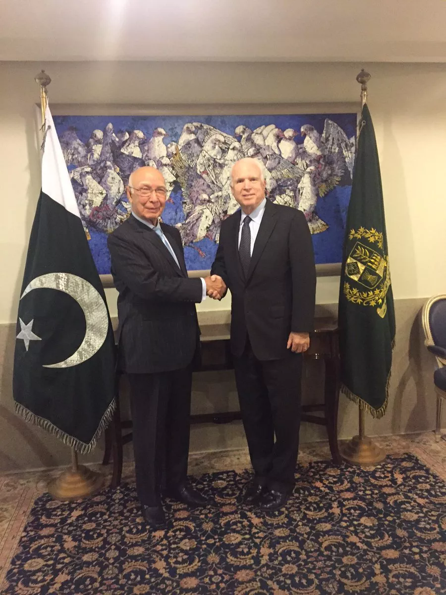 senator john mccain calls on advisor to the prime minister on foreign affairs sartaj aziz in islamabad photo twitter john mccain senator john mccain calls on advisor to the prime minister on foreign affairs sartaj aziz in islamabad photo twitter john mccain