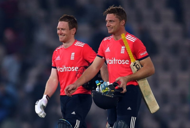 eoin morgan l and jos buttler celebrate winning the match photo reuters eoin morgan l and jos buttler celebrate winning the match photo reuters