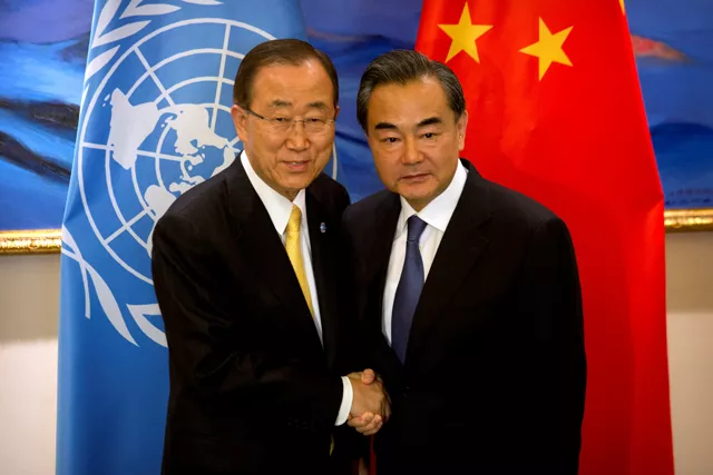 un secretary general ban ki moon left shakes hands with chinese foreign minister wang yi right at the diaoyutai state guesthouse in beijing thursday july 7 2016 photo reuters un secretary general ban ki moon left shakes hands with chinese foreign minister wang yi right at the diaoyutai state guesthouse in beijing thursday july 7 2016 photo reuters