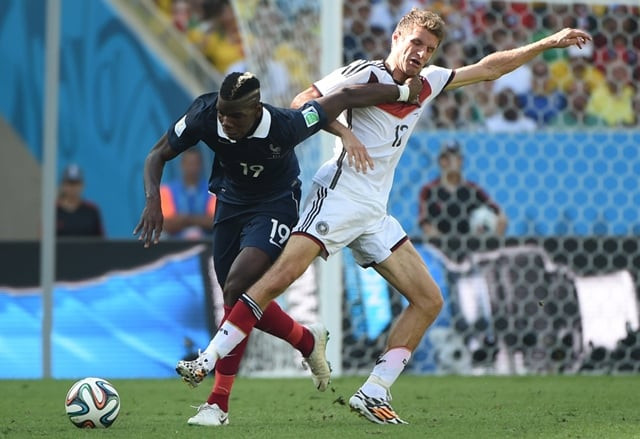 germany 039 s thomas mueller right tackles france 039 s paul pogba during the world cup quarterfinal at maracana stadium in rio de janeiro germany won 1 0 photo afp germany 039 s thomas mueller right tackles france 039 s paul pogba during the world cup quarterfinal at maracana stadium in rio de janeiro germany won 1 0 photo afp