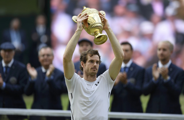 great britain 039 s andy murray celebrates winning the mens singles final against canada 039 s milos raonic with the trophy photo reuters great britain 039 s andy murray celebrates winning the mens singles final against canada 039 s milos raonic with the trophy photo reuters