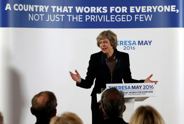 britain 039 s home secretary theresa may speaks during her conservative party leadership campaign at the institute of engineering and technology in birmingham england britain july 11 2016 reuters britain 039 s home secretary theresa may speaks during her conservative party leadership campaign at the institute of engineering and technology in birmingham england britain july 11 2016 reuters