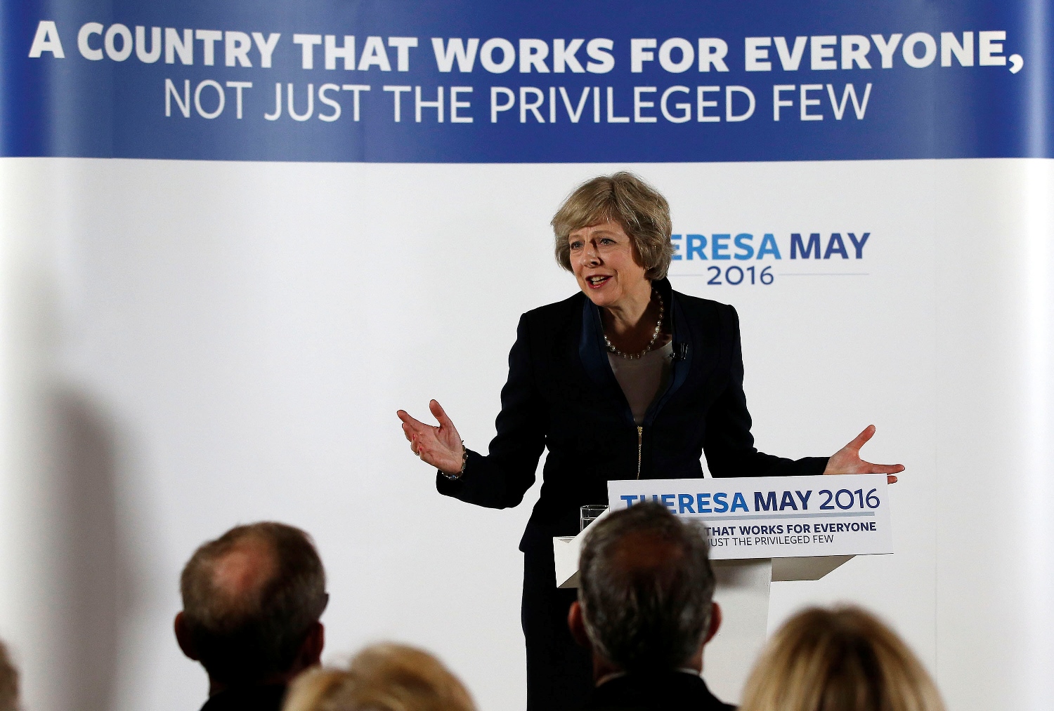 britain 039 s home secretary theresa may speaks during her conservative party leadership campaign at the institute of engineering and technology in birmingham england britain july 11 2016 reuters