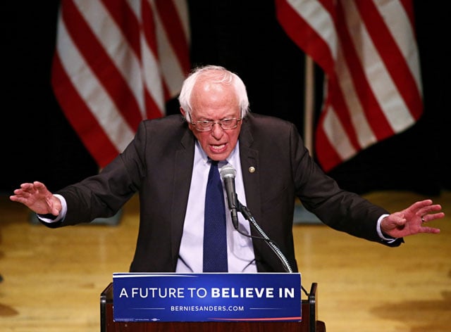 this file photo taken on june 22 2016 shows democratic presidential candidate bernie sanders during an event quot where we go from here quot in new york photo afp