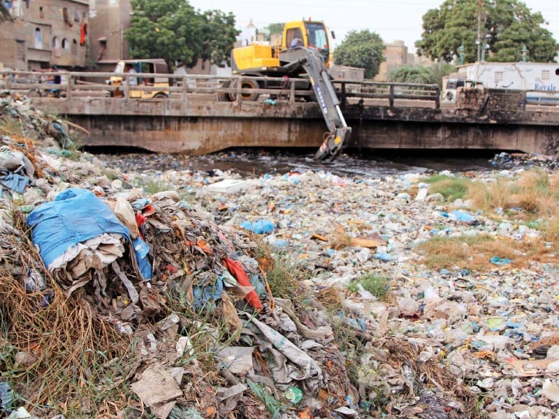 gujjar nullah being cleaned on monday afternoon photo aysha saleem express