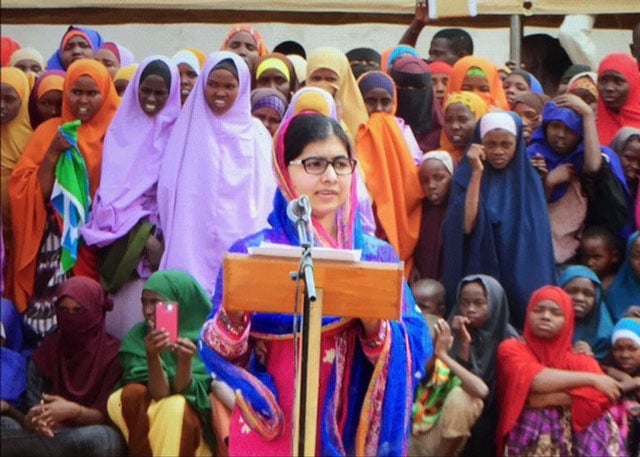 malala yousafza speaks to refugees in the dadaab refugee camp kenya tuesday july 12 2016 photo courtesy malala fund