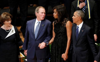 george w bush mocked for dancing at dallas memorial service