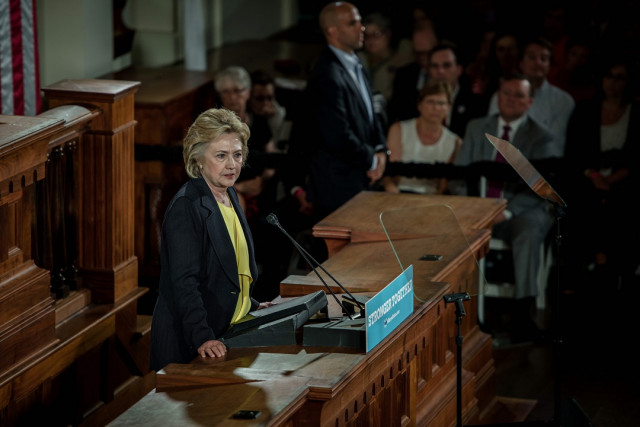 democratic presidential candidate hillary clinton speaks on race relations and policing at the old state house photo afp
