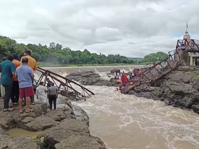 people gather following a bridge collapse over the indrayani river in the western indian city in pune india june 15 2025 in this still image taken from a video photo reuters people gather following a bridge collapse over the indrayani river in the western indian city in pune india june 15 2025 in this still image taken from a video photo reuters