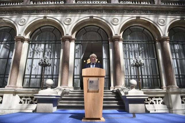 britain 039 s foreign secretary boris johnson addresses staff inside the foreign office in london photo reuters