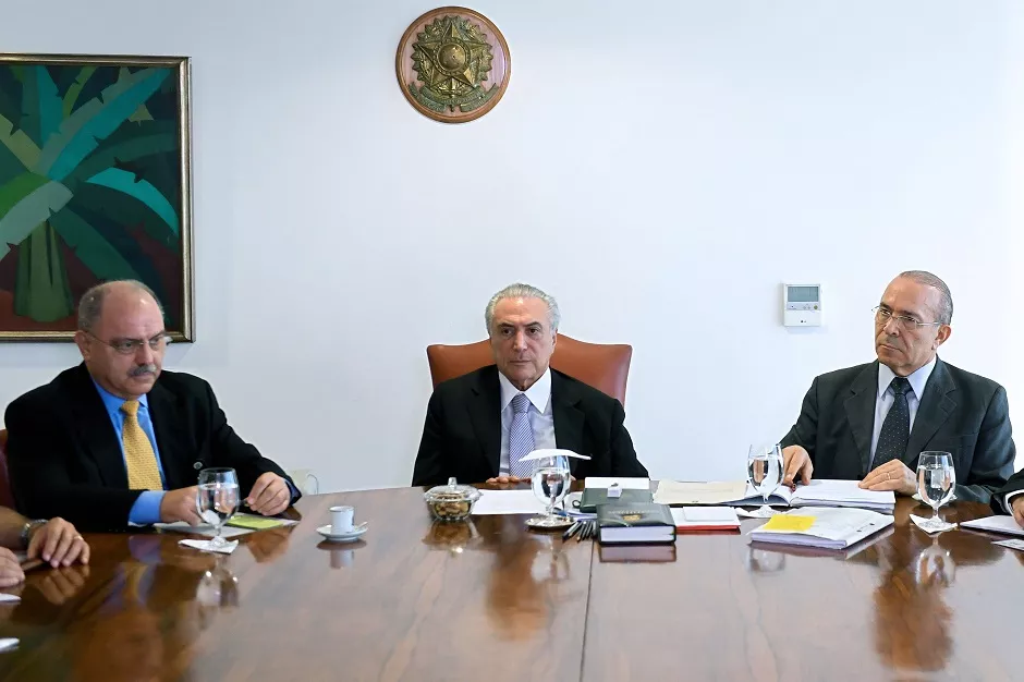 brazilian acting president michel temerat the planalto palace in brasilia discussing changes in the security structure of the rio 2016 olympic games photo afp brazilian acting president michel temerat the planalto palace in brasilia discussing changes in the security structure of the rio 2016 olympic games photo afp