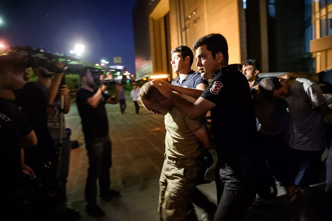 turkish anti riot police officers escort turkish soldiers who allegedly took part in a military coup as they are leaving the courthouse at bakirkoy district in istanbul on july 16 2016 photo afp turkish anti riot police officers escort turkish soldiers who allegedly took part in a military coup as they are leaving the courthouse at bakirkoy district in istanbul on july 16 2016 photo afp