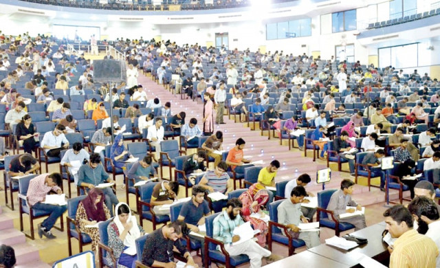 candidates take the uet entrance exam on sunday photo express