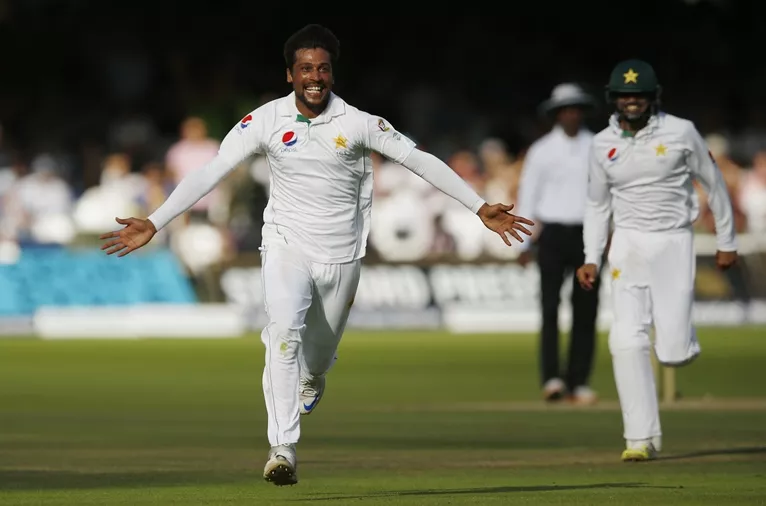 pakistan 039 s mohammad amir celebrates winning the first test after bowling england 039 s jake ball at lord 039 s on july 18 2016 photo reuters pakistan 039 s mohammad amir celebrates winning the first test after bowling england 039 s jake ball at lord 039 s on july 18 2016 photo reuters