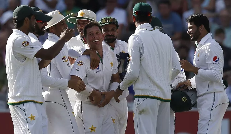 yasir shah is congratulated by teammates after taking the wicket of jonny bairstow at lord 039 s cricket ground in london on july 17 2016 photo afp yasir shah is congratulated by teammates after taking the wicket of jonny bairstow at lord 039 s cricket ground in london on july 17 2016 photo afp