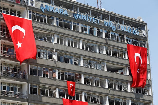 damaged windows are pictured at the police headquarters in ankara turkey july 18 2016 photo reuters