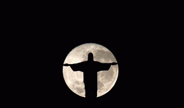 the full moon is pictured behind the christ the redeemer statue ahead of the 2016 rio olympic games in rio de janeiro brazil photo reuters