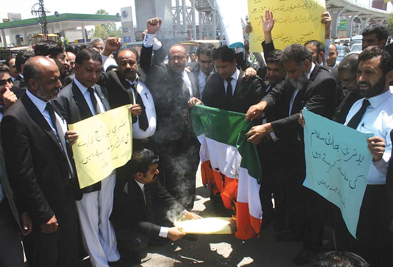 lawyers and political workers have recently protested the indian atrocities in kashmir photo express