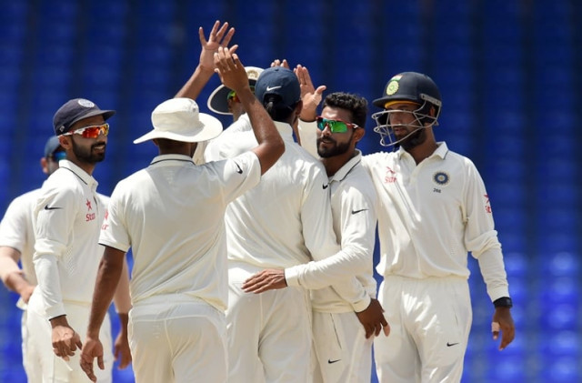 indian cricketer ravindra jadeja 2nd r celebrates with teammates after dismissing wicb president 039 s xi batsman john campbell during the final day of the three day tour match between india and wicb president 039 s xi squad at the warner park stadium in basseterre saint kitts on july 16 2016 photo afp indian cricketer ravindra jadeja 2nd r celebrates with teammates after dismissing wicb president 039 s xi batsman john campbell during the final day of the three day tour match between india and wicb president 039 s xi squad at the warner park stadium in basseterre saint kitts on july 16 2016 photo afp