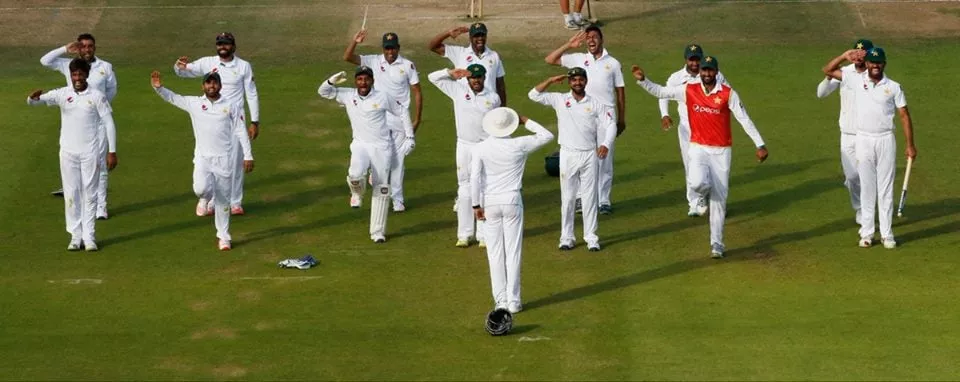 pakistan paid tribute to army with push ups after test victory over england photo afp pakistan paid tribute to army with push ups after test victory over england photo afp