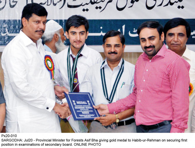 medals were distributed among the position holders on wednesday provincial minister for forests malik asif bhaa was the chief guest and sargodha bise chairman siraj ul haq examinations controller liaqat ali naveed and other senior officials were present a total 57 317 of 76 931 candidates passed the examination 75 per cent photo online medals were distributed among the position holders on wednesday provincial minister for forests malik asif bhaa was the chief guest and sargodha bise chairman siraj ul haq examinations controller liaqat ali naveed and other senior officials were present a total 57 317 of 76 931 candidates passed the examination 75 per cent photo online