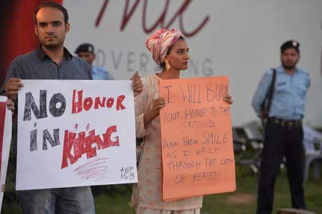 pakistani activists protest against honour killings following the murder of social media celebrity qandeel baloch by her brother in islamabad on july 18 2016 photo afp pakistani activists protest against honour killings following the murder of social media celebrity qandeel baloch by her brother in islamabad on july 18 2016 photo afp