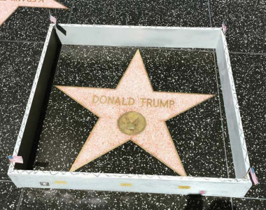 artist builds wall around trump s hollywood star