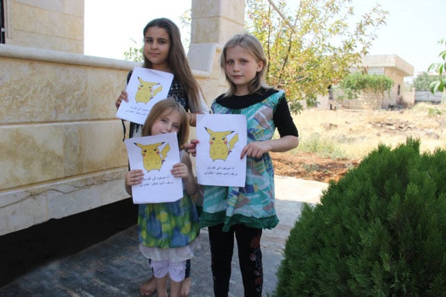 syrian children holding pokemon go photos with messages for international community photo twitter rfs mediaoffice syrian children holding pokemon go photos with messages for international community photo twitter rfs mediaoffice