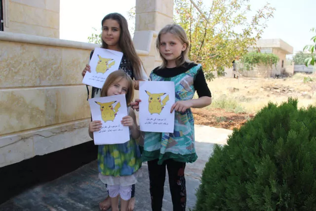 syrian children holding pokemon go photos with messages for international community photo twitter rfs mediaoffice syrian children holding pokemon go photos with messages for international community photo twitter rfs mediaoffice