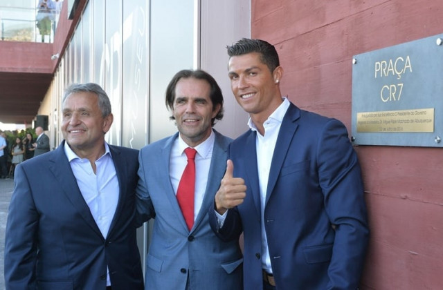 portuguese forward cristiano ronaldo r thumbs up as he poses with owner and chairman of pestana hotel group dionisio pestana l and the regional president of madeira miguel albuquerque c during the opening of the pestana cr7 hotel in funchal on madeira island on july 22 2016 cristiano ronaldo invested over 37 million euros in the pestana hotel group to create four new hotels with the quot cr7 quot logo in portugal lisbon and funchal madrid and new york photo afp portuguese forward cristiano ronaldo r thumbs up as he poses with owner and chairman of pestana hotel group dionisio pestana l and the regional president of madeira miguel albuquerque c during the opening of the pestana cr7 hotel in funchal on madeira island on july 22 2016 cristiano ronaldo invested over 37 million euros in the pestana hotel group to create four new hotels with the quot cr7 quot logo in portugal lisbon and funchal madrid and new york photo afp