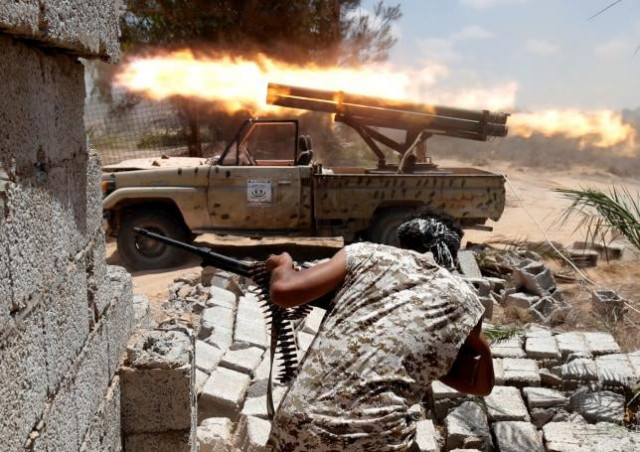 libyan forces allied with the un backed government fire weapons during a battle with is fighters in sirte libya july 21 2016 photo reuters libyan forces allied with the un backed government fire weapons during a battle with is fighters in sirte libya july 21 2016 photo reuters