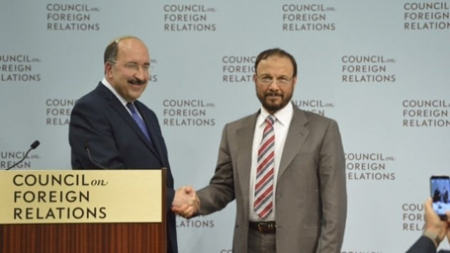 israel s foreign ministry director general dore gold and former saudi general anwar eshki shake hands in washington dc june 4 2015 photo courtesy debby communications group israel s foreign ministry director general dore gold and former saudi general anwar eshki shake hands in washington dc june 4 2015 photo courtesy debby communications group