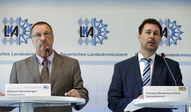 president of the bavarian state office of criminal investigation robert heimberger l and senior prosecutor thomas steinkraus koch attend a news conference after a shooting rampage at the the olympia shopping mal in munich germany july 24 2016 photo reuters