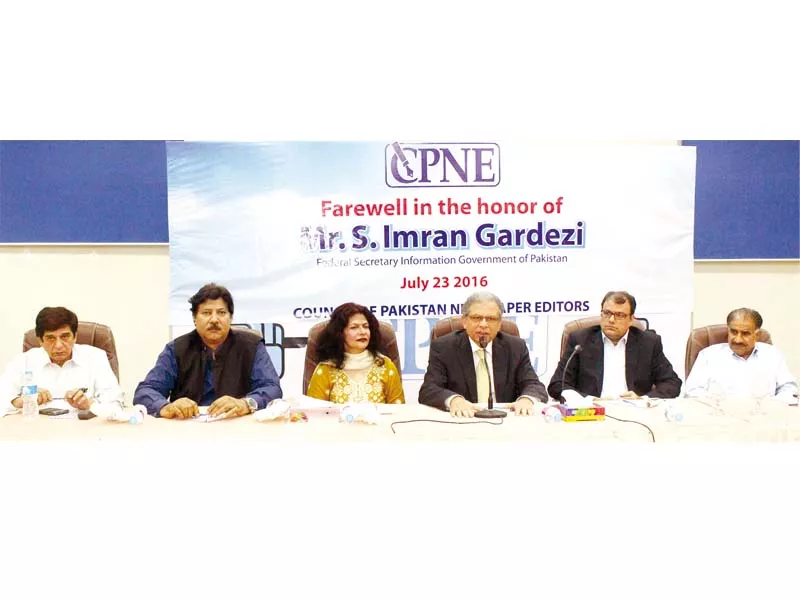 federal secretary information syed imran gardezi speaks at a reception hosted in his honour by cpne photo express federal secretary information syed imran gardezi speaks at a reception hosted in his honour by cpne photo express