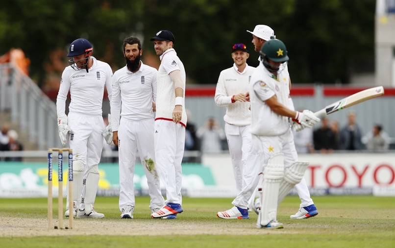 england 039 s moeen ali celebrates taking the wicket of pakistan 039 s yasir shah on july 25 2016 at old trafford manchester photo reuters