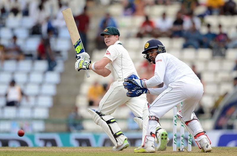 australia captain steve smith l plays a shot at the pallekele international cricket stadium in pallekele on july 26 2016 photo afp