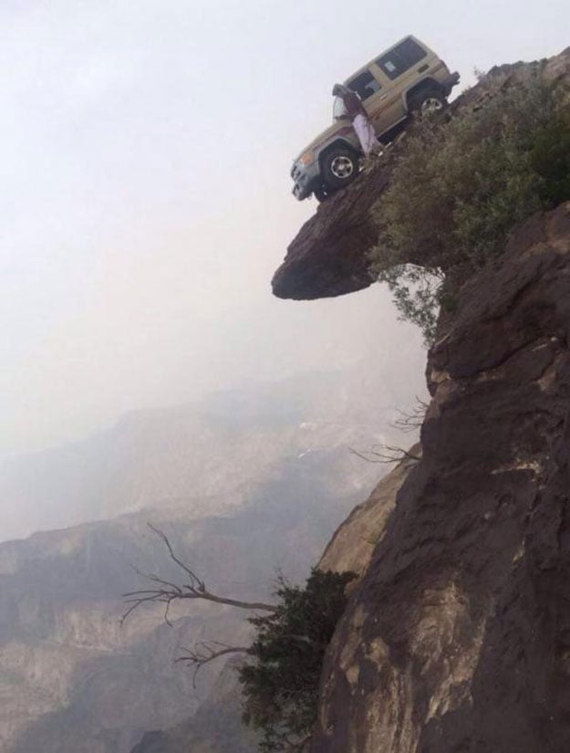 pictures showing his car being parked on the steep are going viral on the social media photo courtesy khaleej times