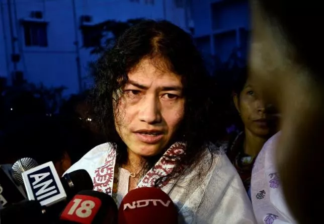 indian human rights activist irom sharmila speaks to the media outside a prison hospital in imphal august 20 2014 photo reuters