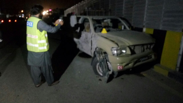 the frontier corps vehicle targetted in quetta on wednesday photo express the frontier corps vehicle targetted in quetta on wednesday photo express